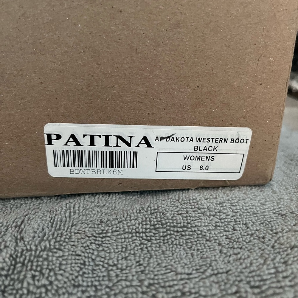 Patina Black Dakota Western Boots purchased from Portland Leather Goods